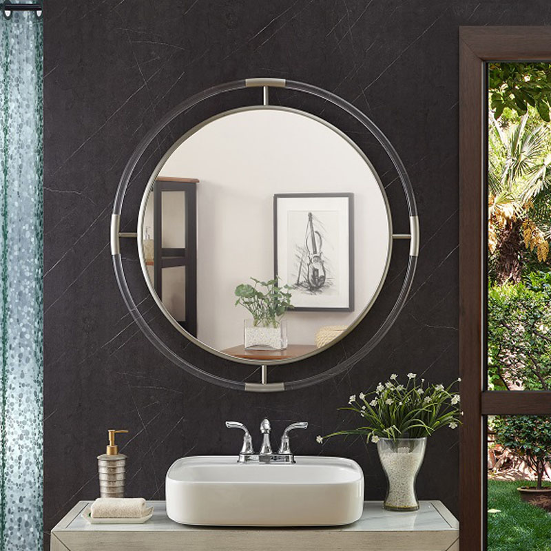 Specchio da bagno rotondo con cornice in acrilico