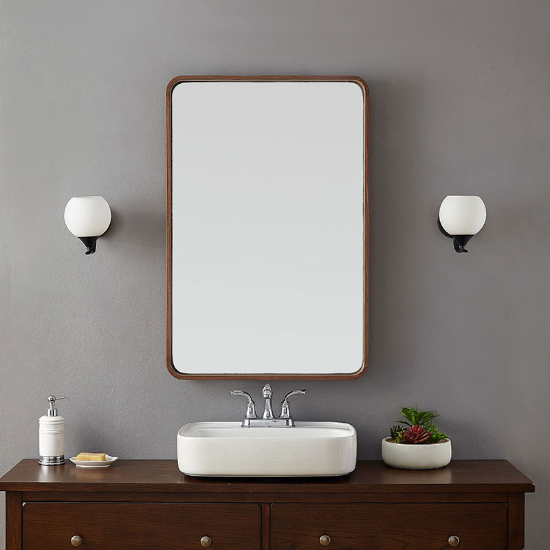 Koupelnové zrcadlo s masivním dřevěným rámem - 1