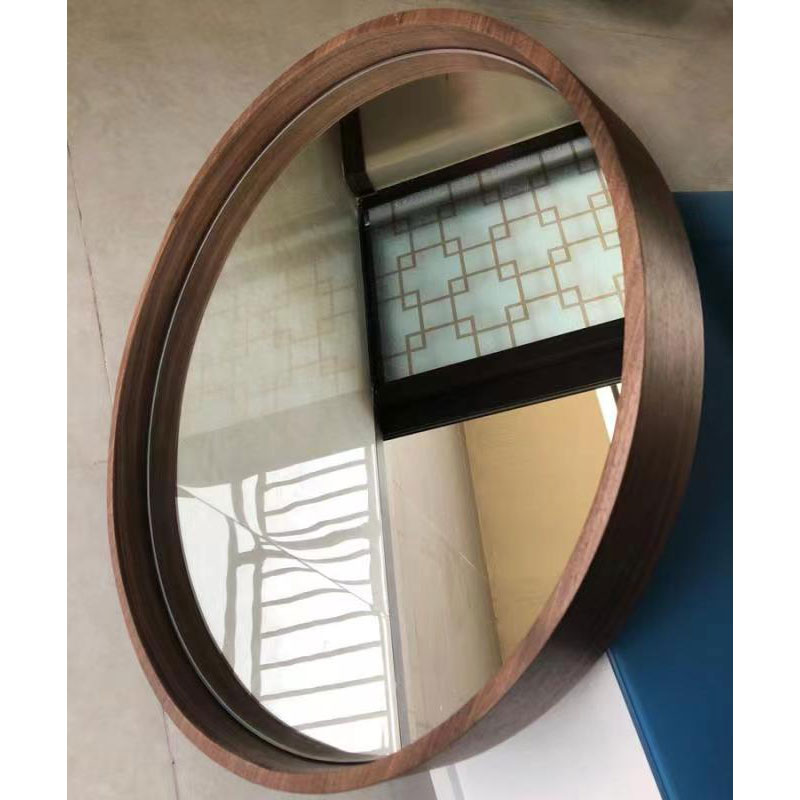 Espejo de porche redondo de madera maciza - 2 