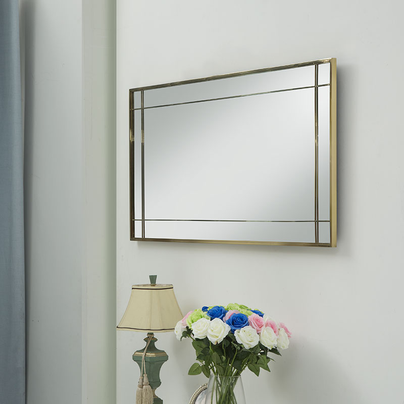 Koupelnové zrcadlo s rámem z nerezové oceli - 2 