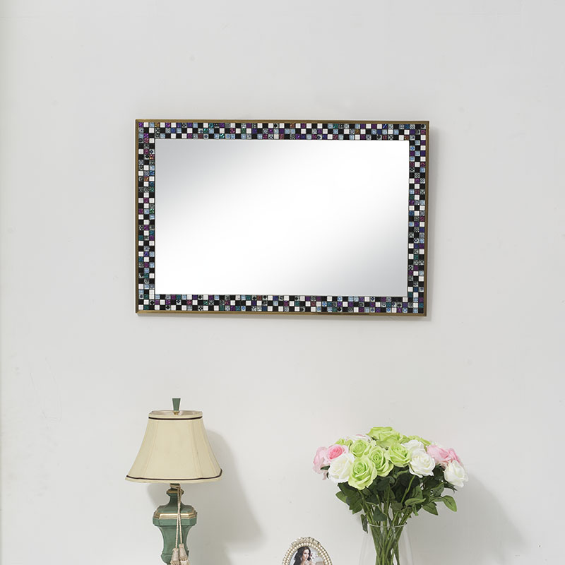 Blue White Mosaic Decor Mirror - 0