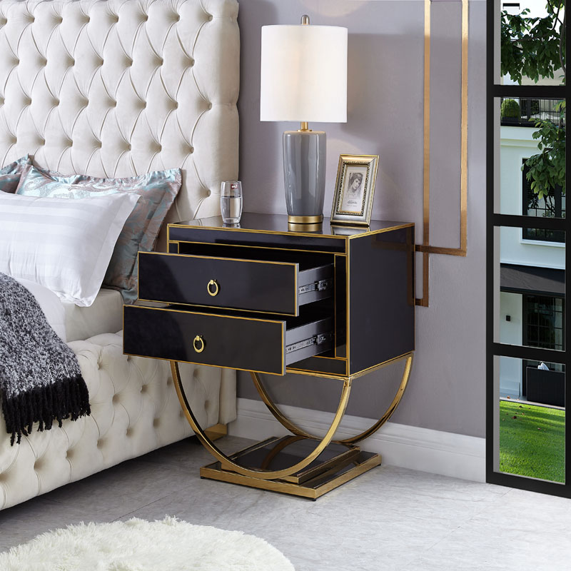 Stainless Steel Frame Night Stand with Drawers