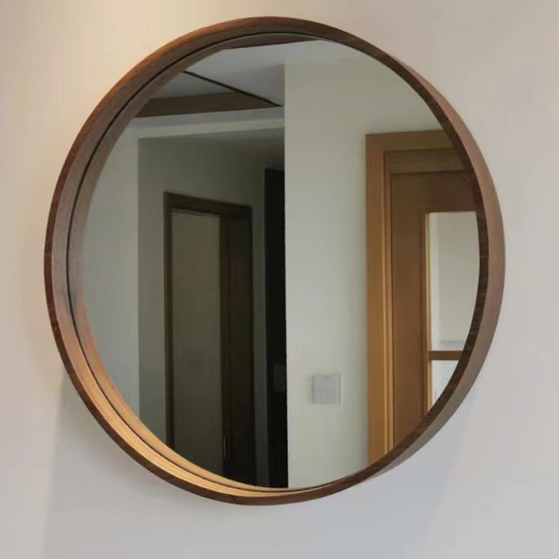 Specchio da parete con cornice impiallacciata in noce