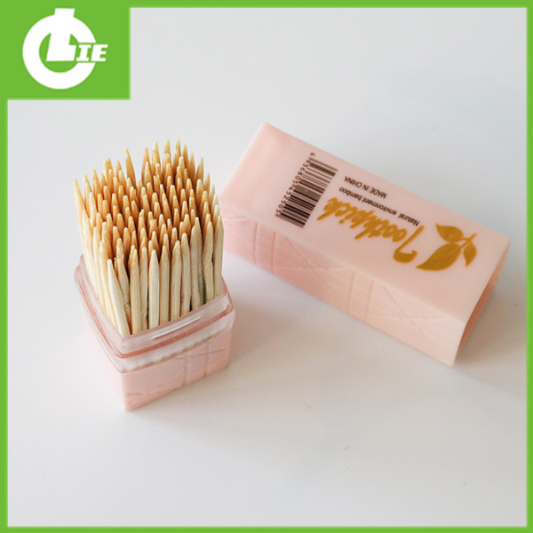 Lūpų dažų vamzdelio forma Rožinis bambuko dantų krapštukas
