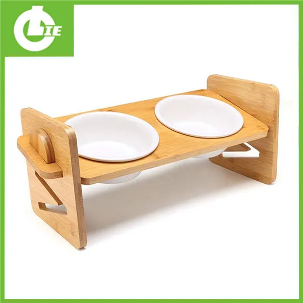 Bamboo Pet Bowl Holder