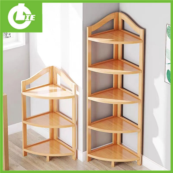 Multi-Tier Bamboo Corner Shelf