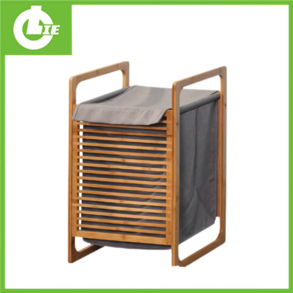 Простая бамбуковая корзина для грязной одежды