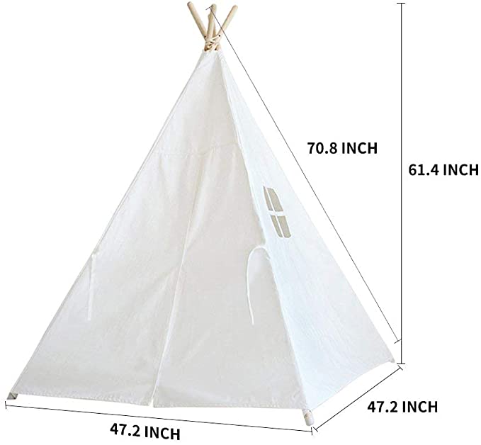 Chanhone 100% Cotton Canvas Teepee Kids Tent, High Quality Kid Teepee Playing Kids House Tent