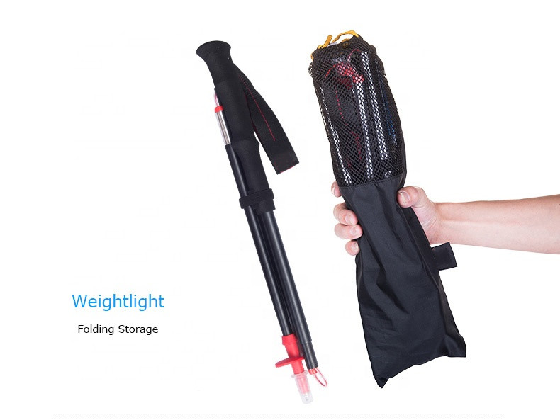 Aluminum Alloy for Women Men Kids Children Lightweight Adjustable Red Trekking Pole Walking Stick Alpenstock