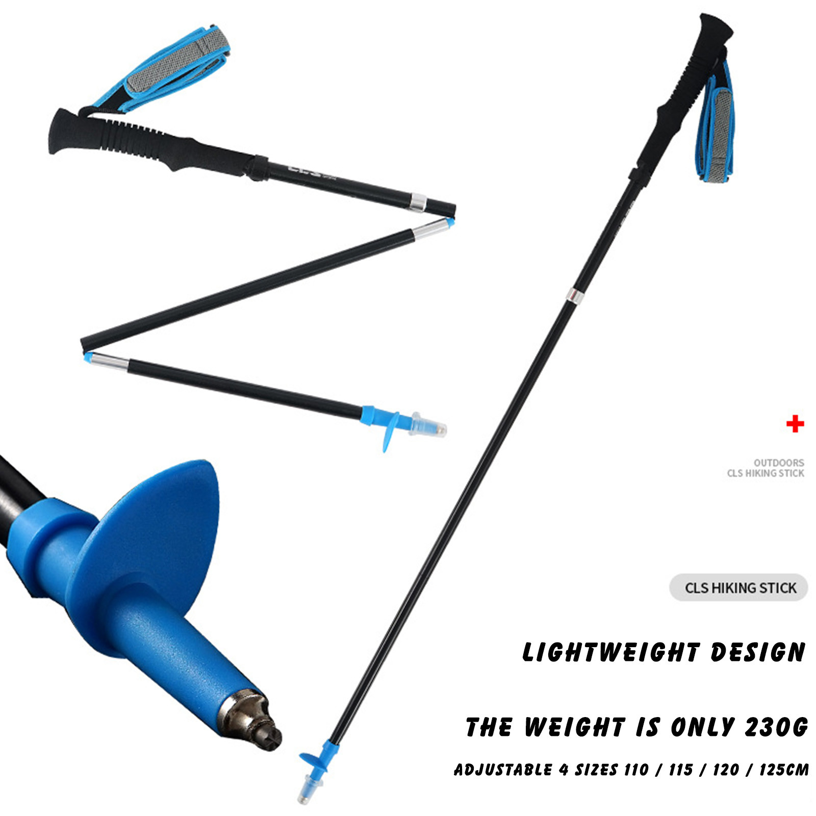 Lightweight Folding Trekking Pole Telescopic Aluminum Alloy Crutches Running Hiking Poles