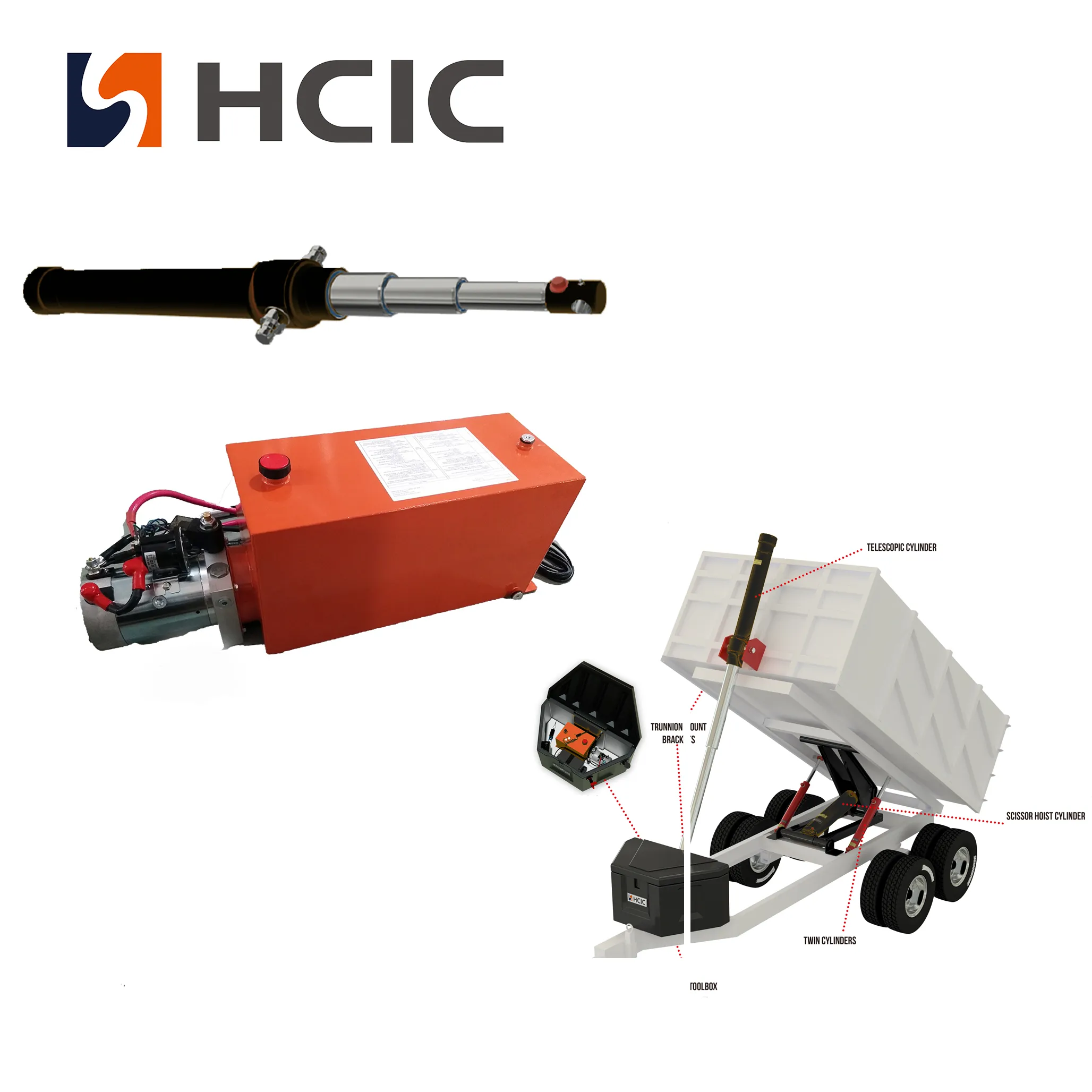 HCIC avduker kompakt og kraftig hydraulisk sylinder og kraftenhet for små tilhengere