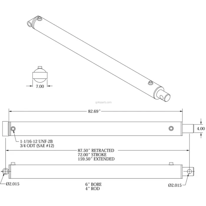 Hydraulische cilinder van 6 inch