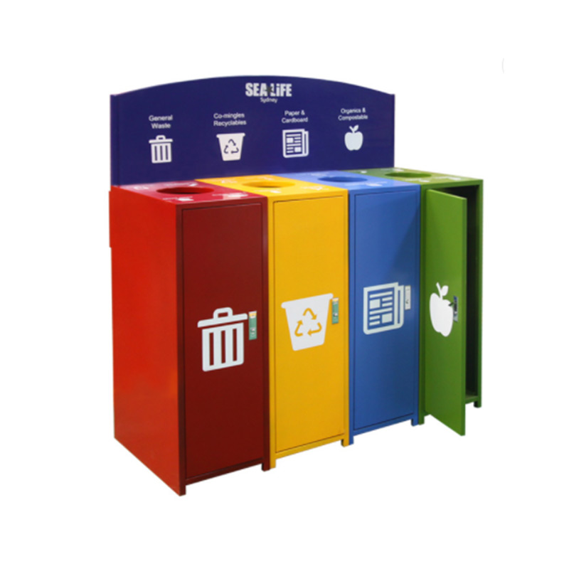 Metalo atliekų perdirbimo šiukšliadėžė