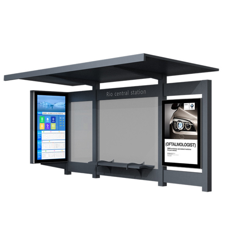 Modern Electronic Smart Bus Stop Shelter Station With Advertising Billboard