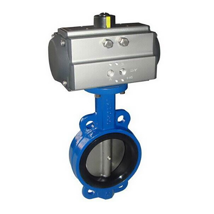 Wafer Butterfly Valve na May Pneumatic Actuator