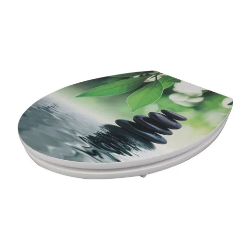 Green Bamboo Printed Slow Close MDF Toilet Seat