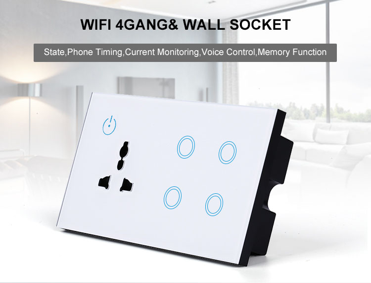 Buy Glass Panel Touch Wall Light Switch Socket Outlet