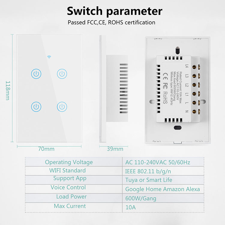 Touch Screen Smart Wifi Wall Switch