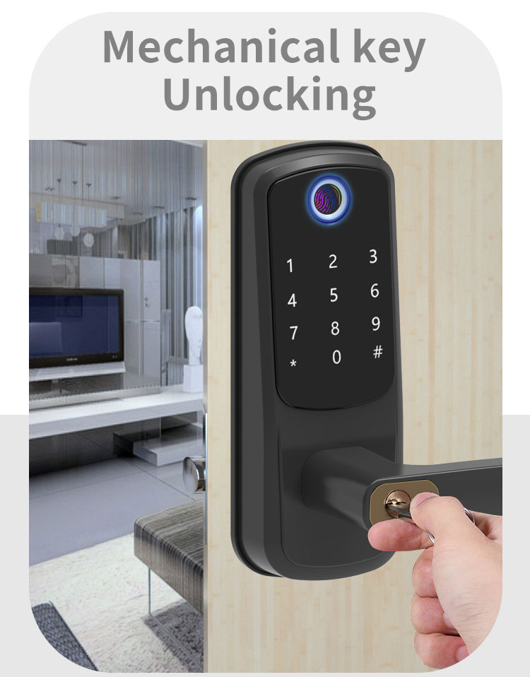 Waterproof Tuya WiFi APP Smart Door Lock Biometric 20cm Ttlock Blue Tooth Lock Fingerprint Door Handle Digital Keyless Lock