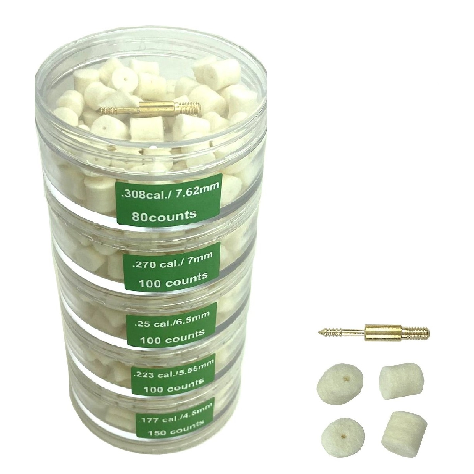Gun Cleaning Wool Pellets Cylindrical Cases Screw Together Packed