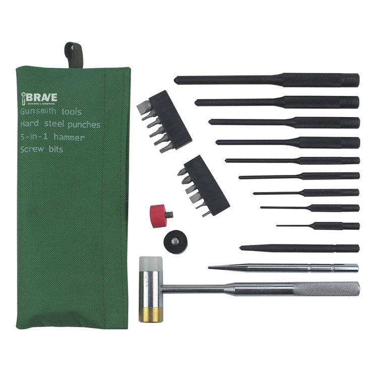 Cloth Bag Gunsmith Punches Kit with Hammer and Screw Bits