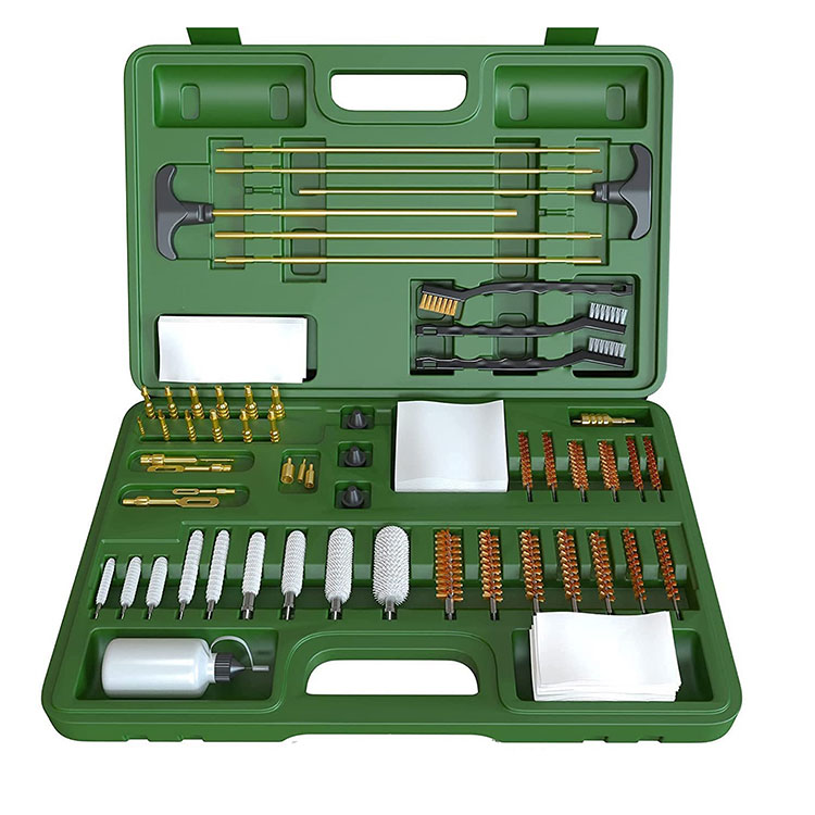 Green Plastic Case Universal Gun Cleaning Kit