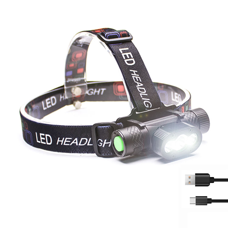 Nešiojamas kempingo įkraunamas naktinis sportinis LED priekinis žibintas