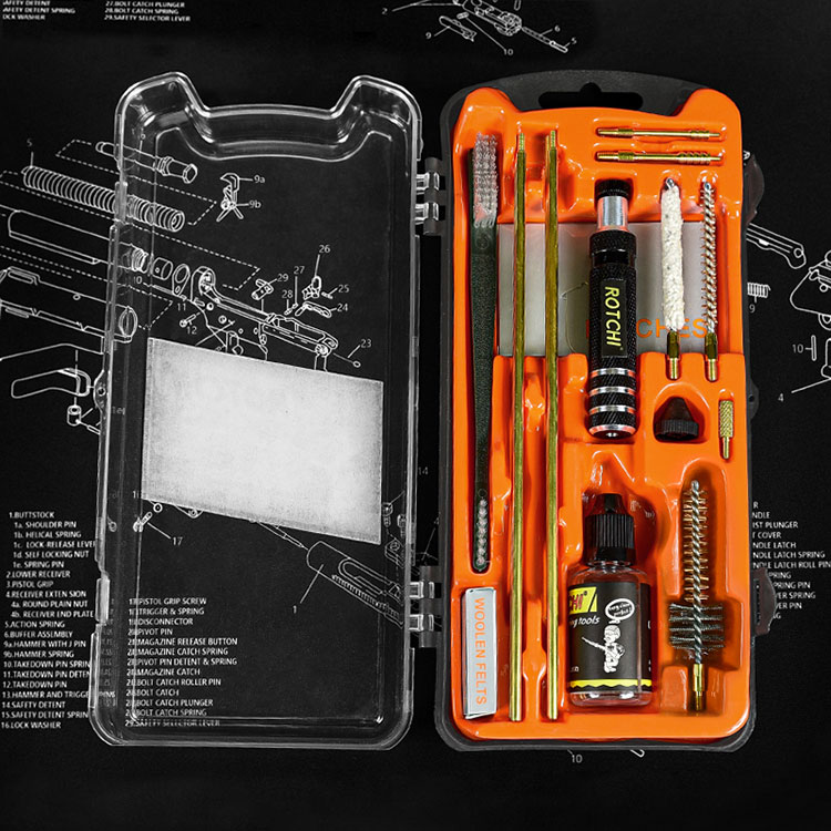 Rifle Cleaning Kit Orange Case Oil Bottle