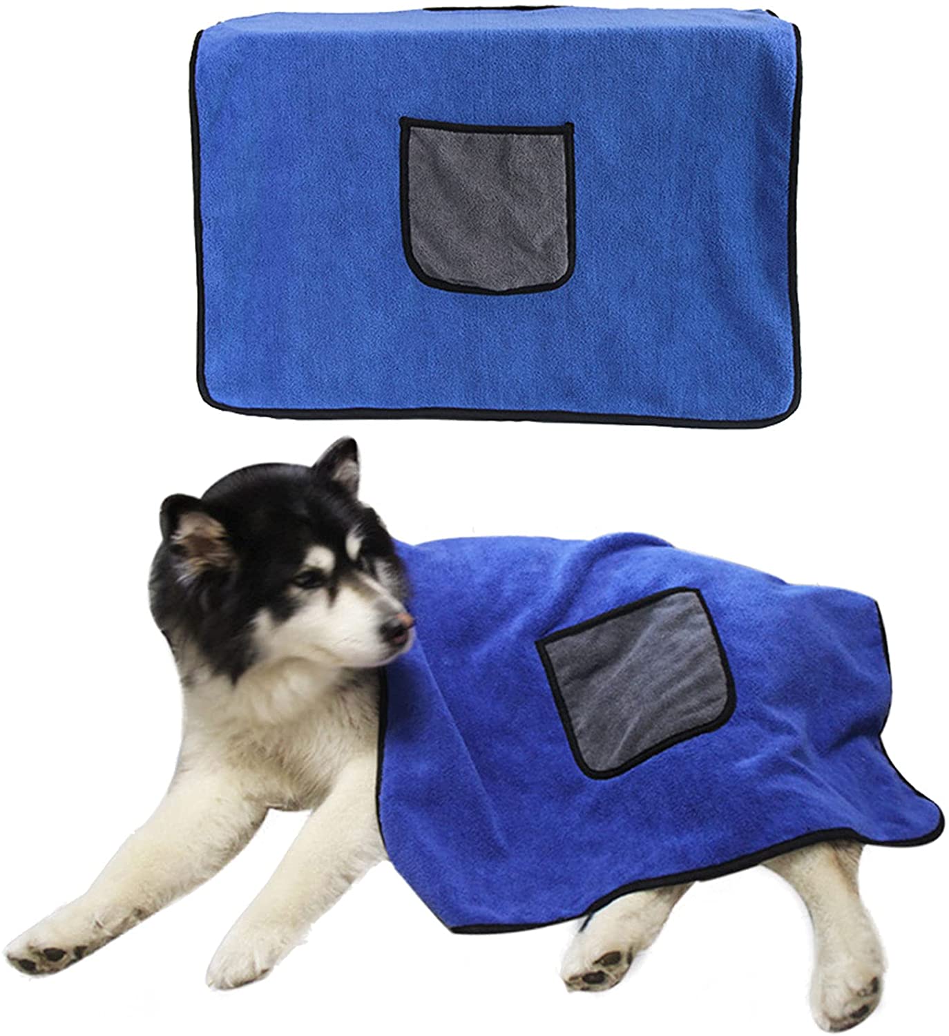 Super Absorbent Microfiber Cepet Pangatusan Towel Kanthi Handbag Kanggo Dog Pet Clean