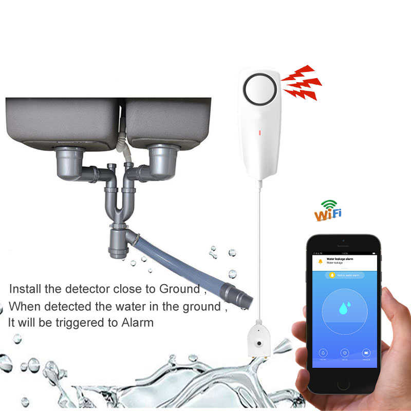 For Alerts Smart Life Tuya APP WIFI Liquid Leak Sensor Wireless Water Level Detector Leakage Alarm