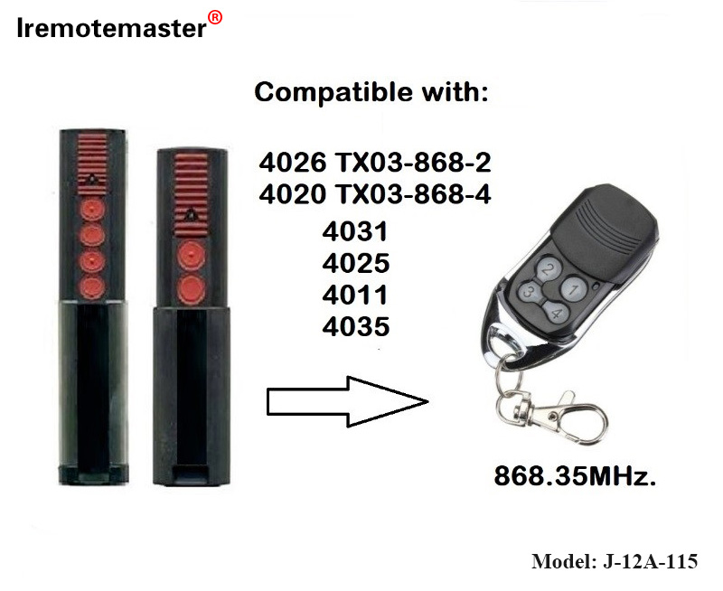 Para 4020 4026 TX03-868-4 Control remoto 868 mhz TX03-8-4 Código rodante