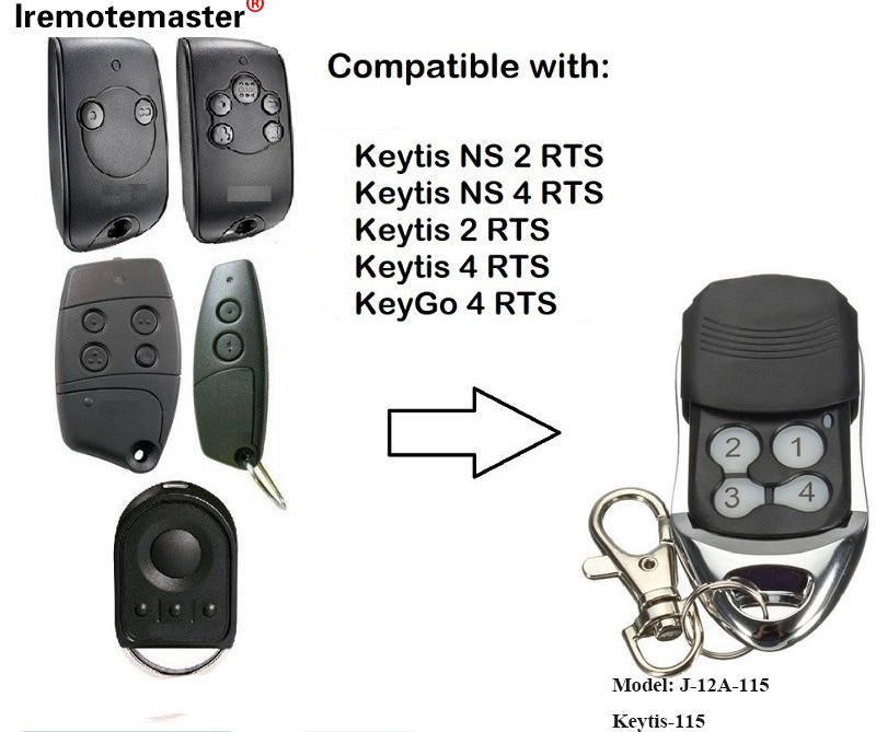 Keytis NS 2 RTS үчүн Keytis NS 4 RTS Гараждын эшигинин алыстан башкаруусу 433.42MHz