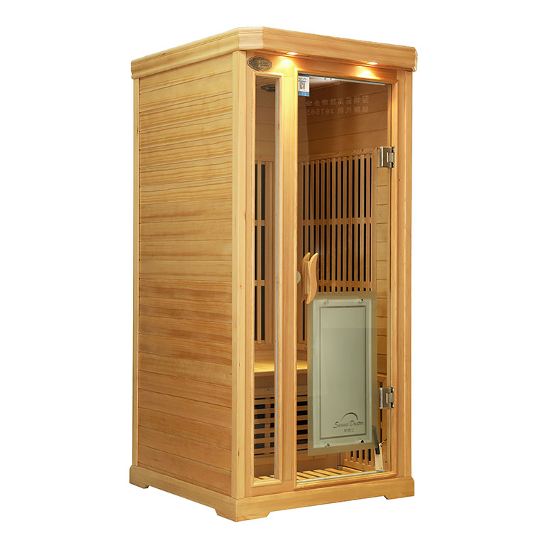 Sala de vapor seco de infrarrojo lejano de madera maciza para una persona