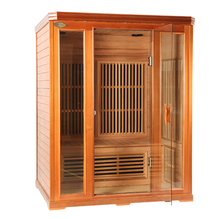 Three person solid wood far-infrared dry steam room