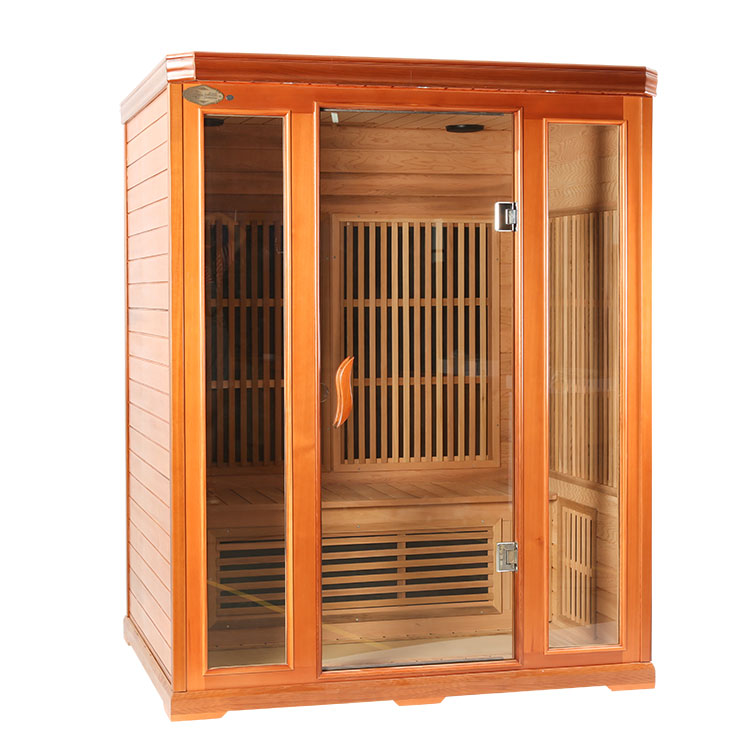 Three person solid wood far-infrared dry steam room