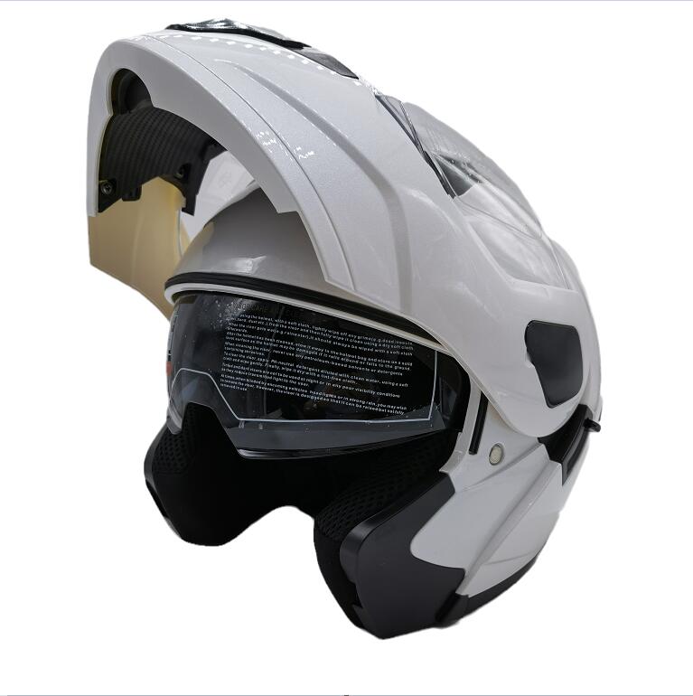 Capacete de rosto aberto com viseira dupla branco pérola Capacete de motocicleta OEM