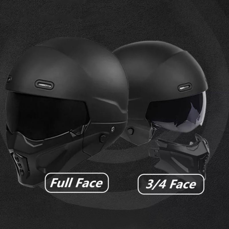 Casco de moto retro combinado de cara completa