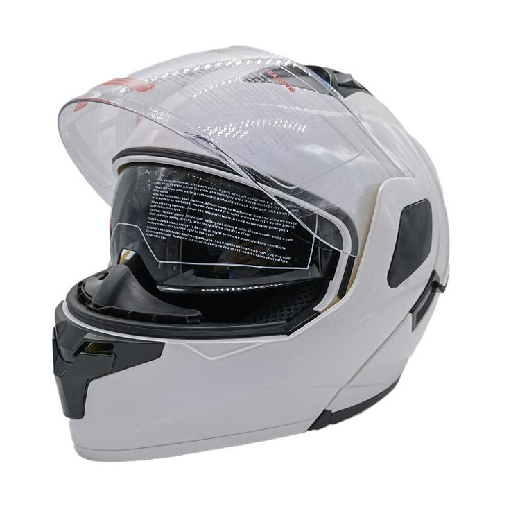 पर्ल व्हाइट डबल वाइज़र ओपन फेस हेलमेट ओईएम मोटरसाइकिल हेलमेट
