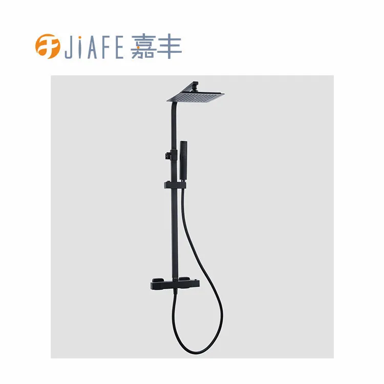 Matte Black Rain Mixer Thermostatic Shower Column Set