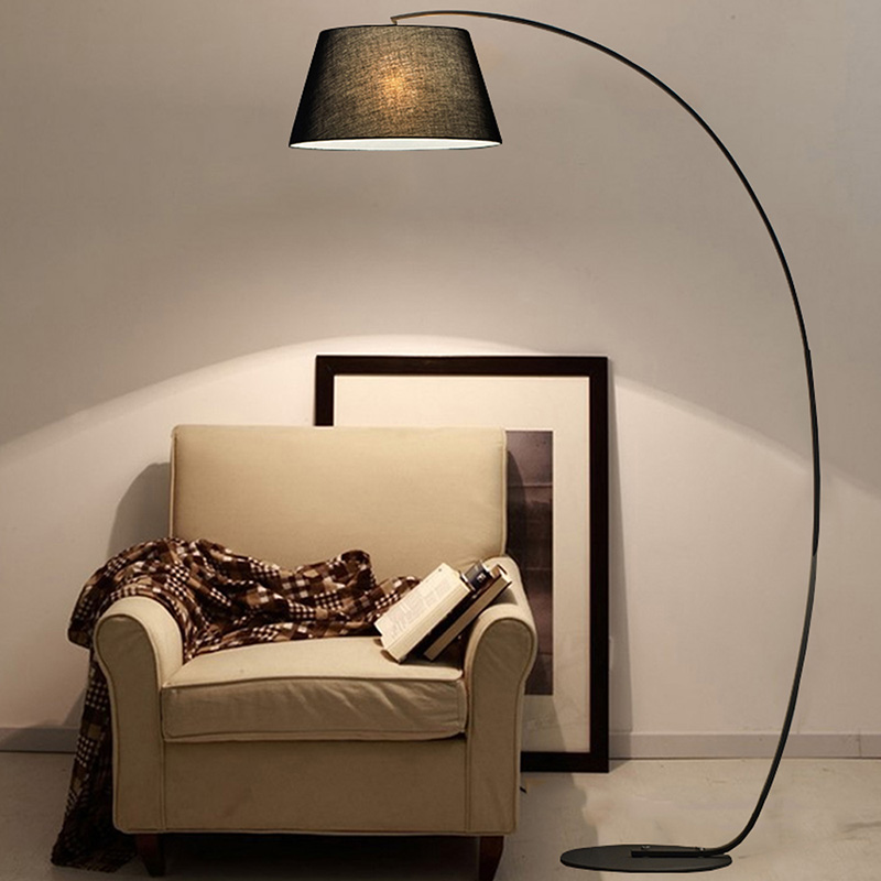 Fabric Shade Modern Restaurant Arc Floor Lamp