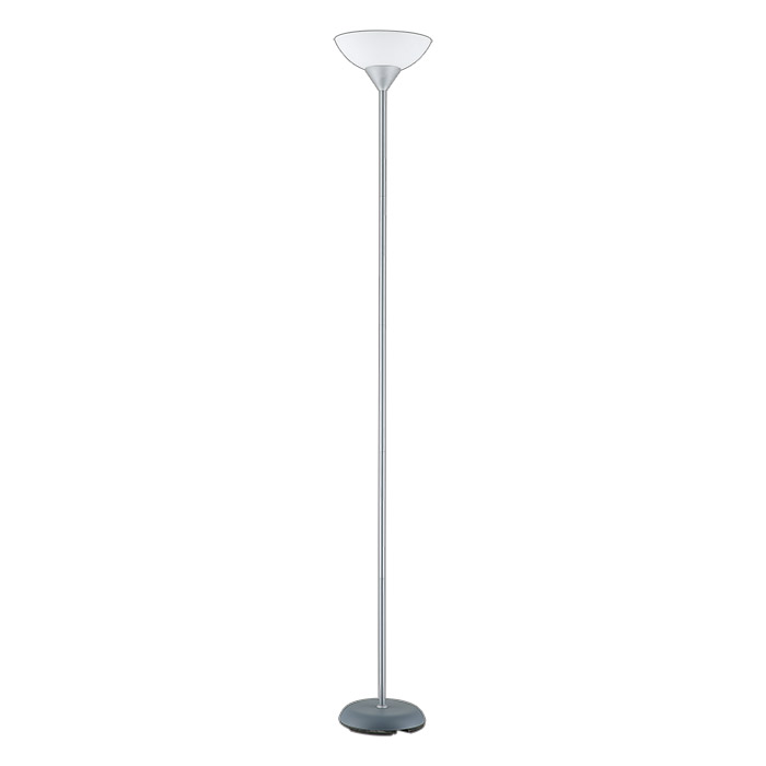 Jednopólová stojací lampa s bílým plastovým stínidlem