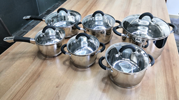 Technique Kitchen ware stainless steel 12pcs cookware set