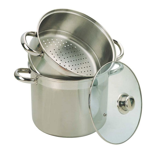 WG601 Stainless Steel Pasta Cooker w/Cover, Strainer