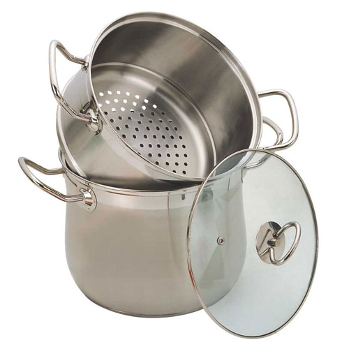 WG602 Stainless Steel Pasta Cooker w/Cover, Strainer