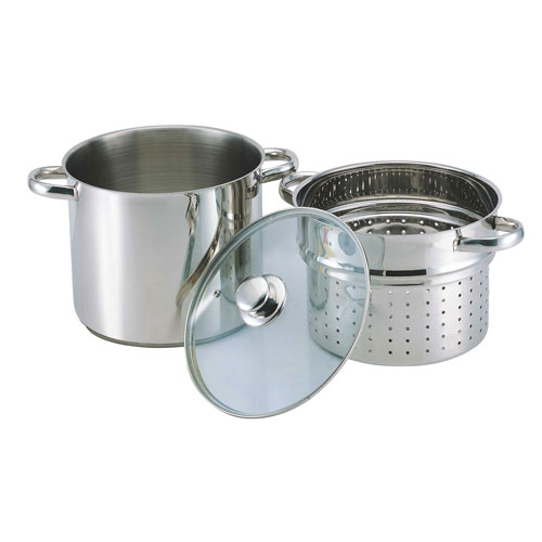 WG701 Stainless Steel Pasta Cooker w/Cover, Strainer