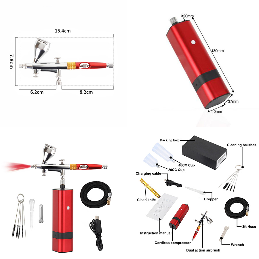 0.3mm Airbrush Spray Gun, Cordless Airbrush Kit Airbrush Sprayer Accessory,  Mini Portable Air Compressor High Pressure Airbrush Kit for Model Hobby