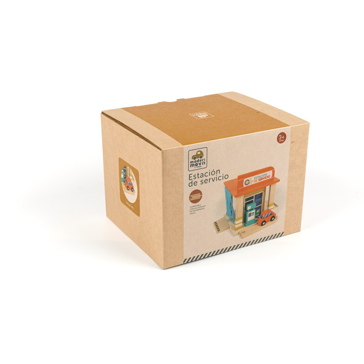 Wellpappe-Spielzeug-Papier-Box der Tankstelle
