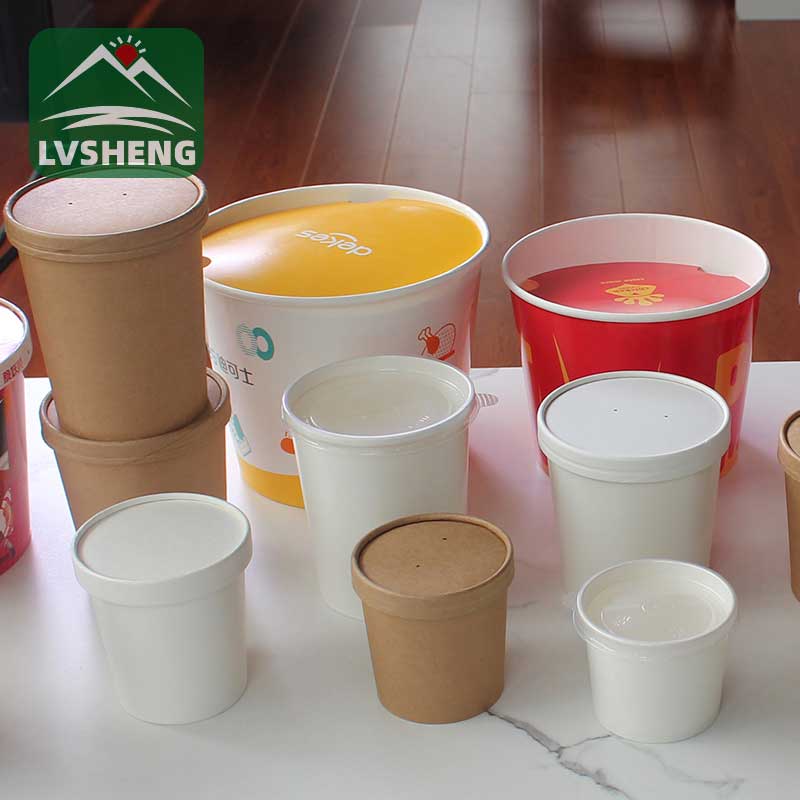 Disposable Hot Soup Paper Cup With Lid Custom