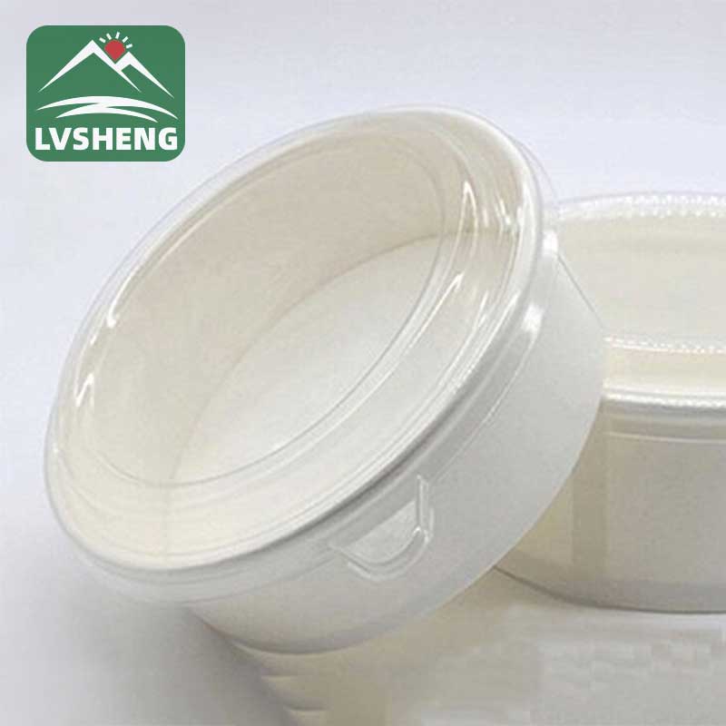 White Paper Salad Bowl With Plastic Lid