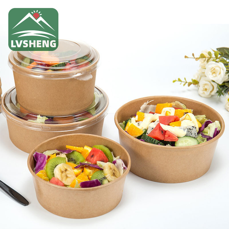 Whole Eco-friendly Kraft Salad Paper Bowl